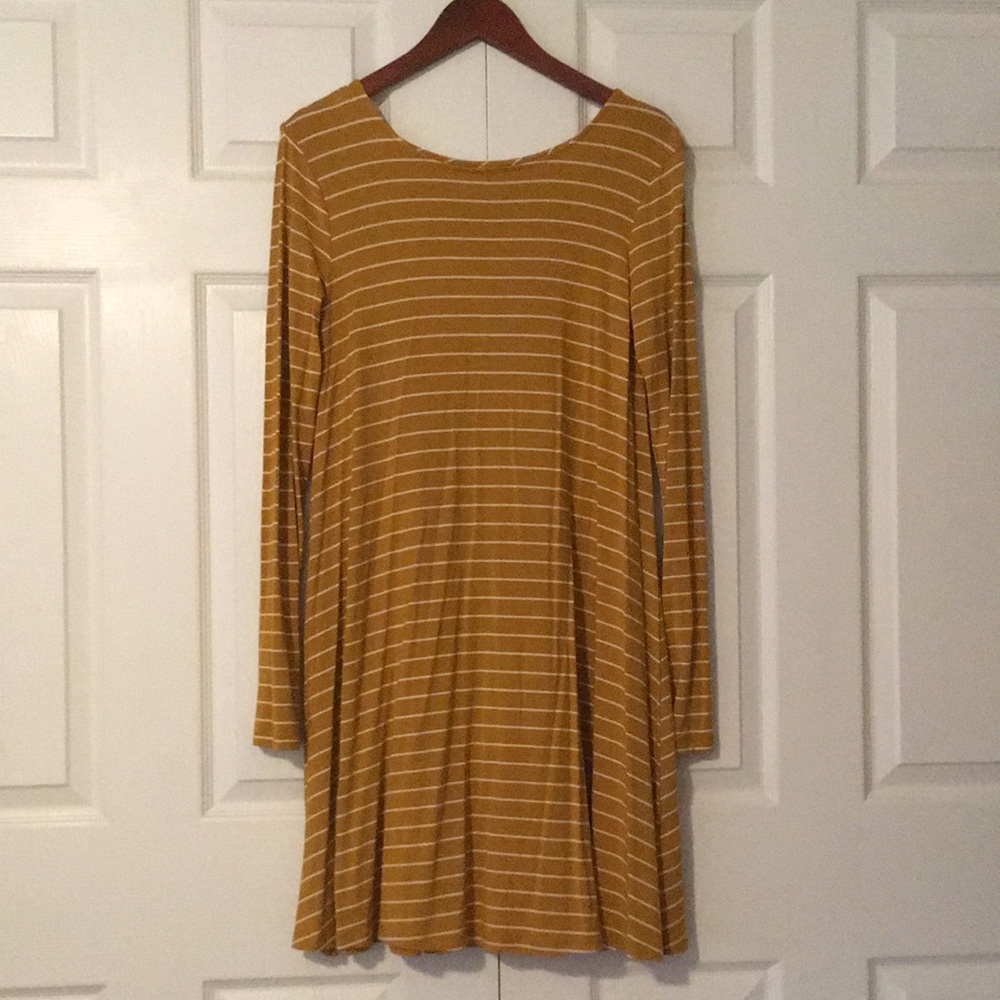 Old Navy Swing Mustard Stripe Dress.